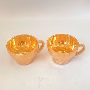 Vintage Fire King Peach Lustre Ware Demitasse Cups 2 Count